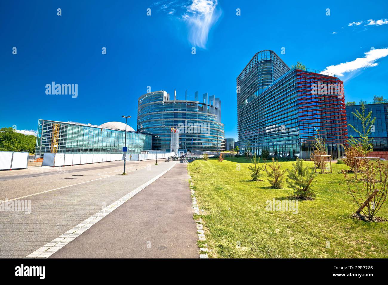 Edificio del Parlamento europeo nella vista di Strasburgo Foto Stock
