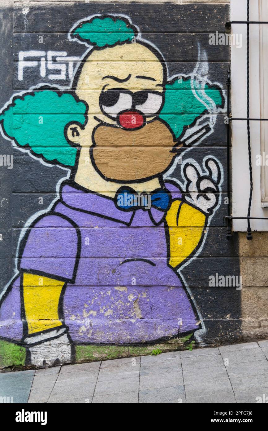 Muro esterno con graffiti vicino a via Istiklal, Istanbul, Turchia Foto Stock