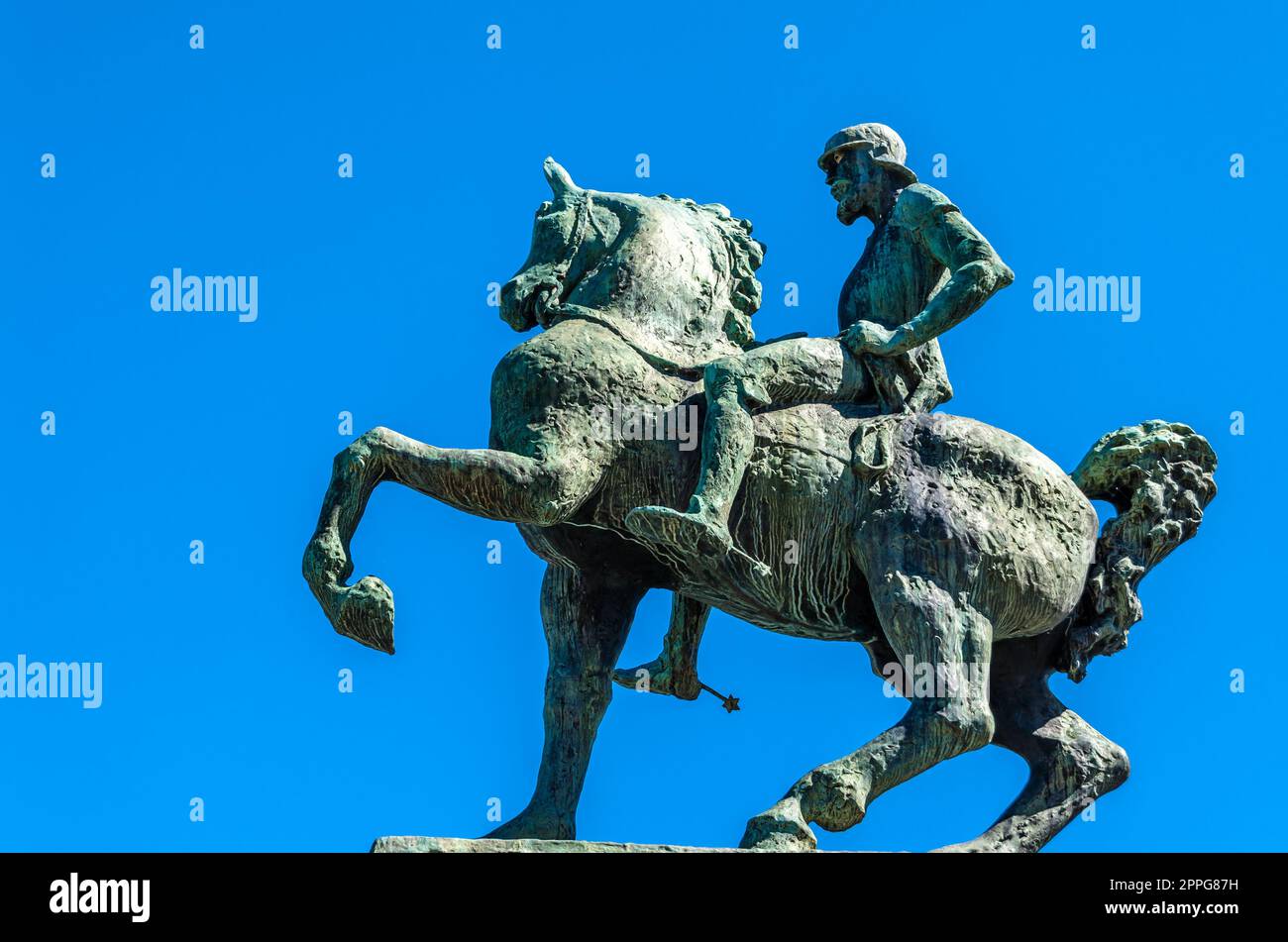 ZURIGO, SVIZZERA - 3 SETTEMBRE 2013: Statua di Hans Waldmann a Zurigo, Svizzera, realizzata dallo scultore Hermann Haller nel 1937. Hans Waldmann (1435 - 1489) è stato sindaco di Zurigo e leader militare svizzero Foto Stock