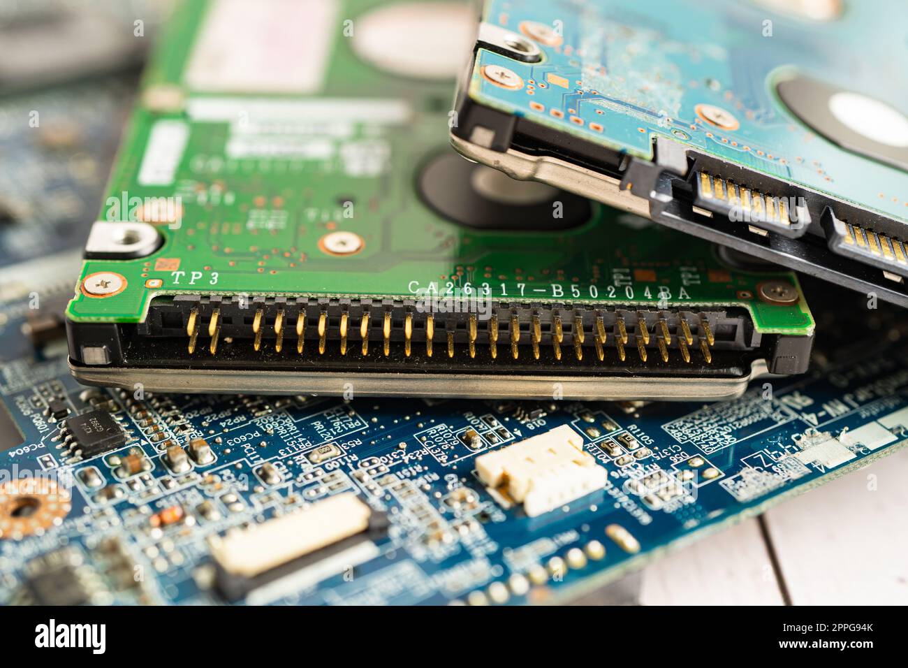 scheda madre microcircuito tecnologia elettronica per computer, hardware, telefono cellulare, aggiornamento, concetto di pulizia. Foto Stock