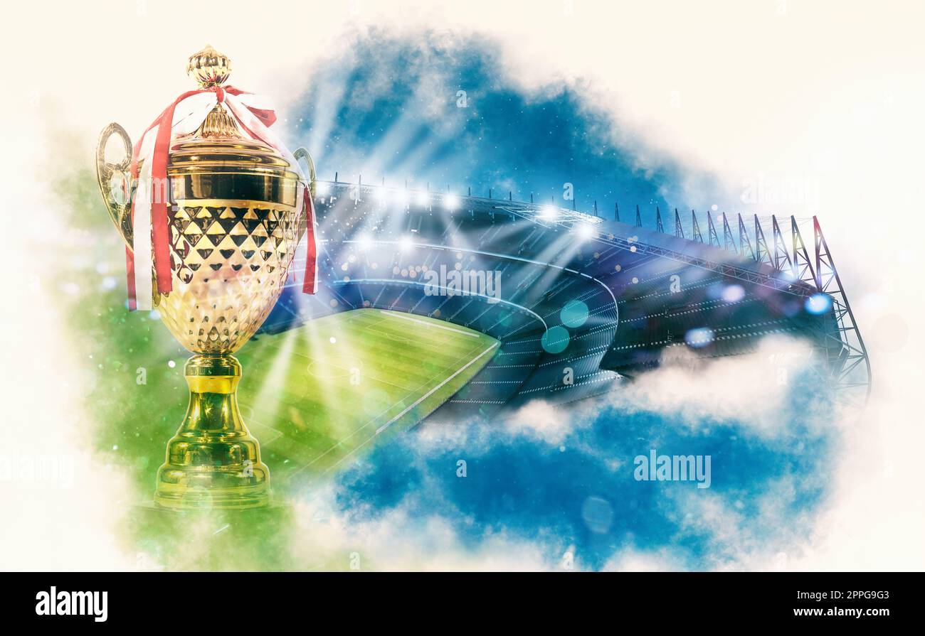 Premiazione dell'evento sportivo con una coppa per il vincitore Foto Stock