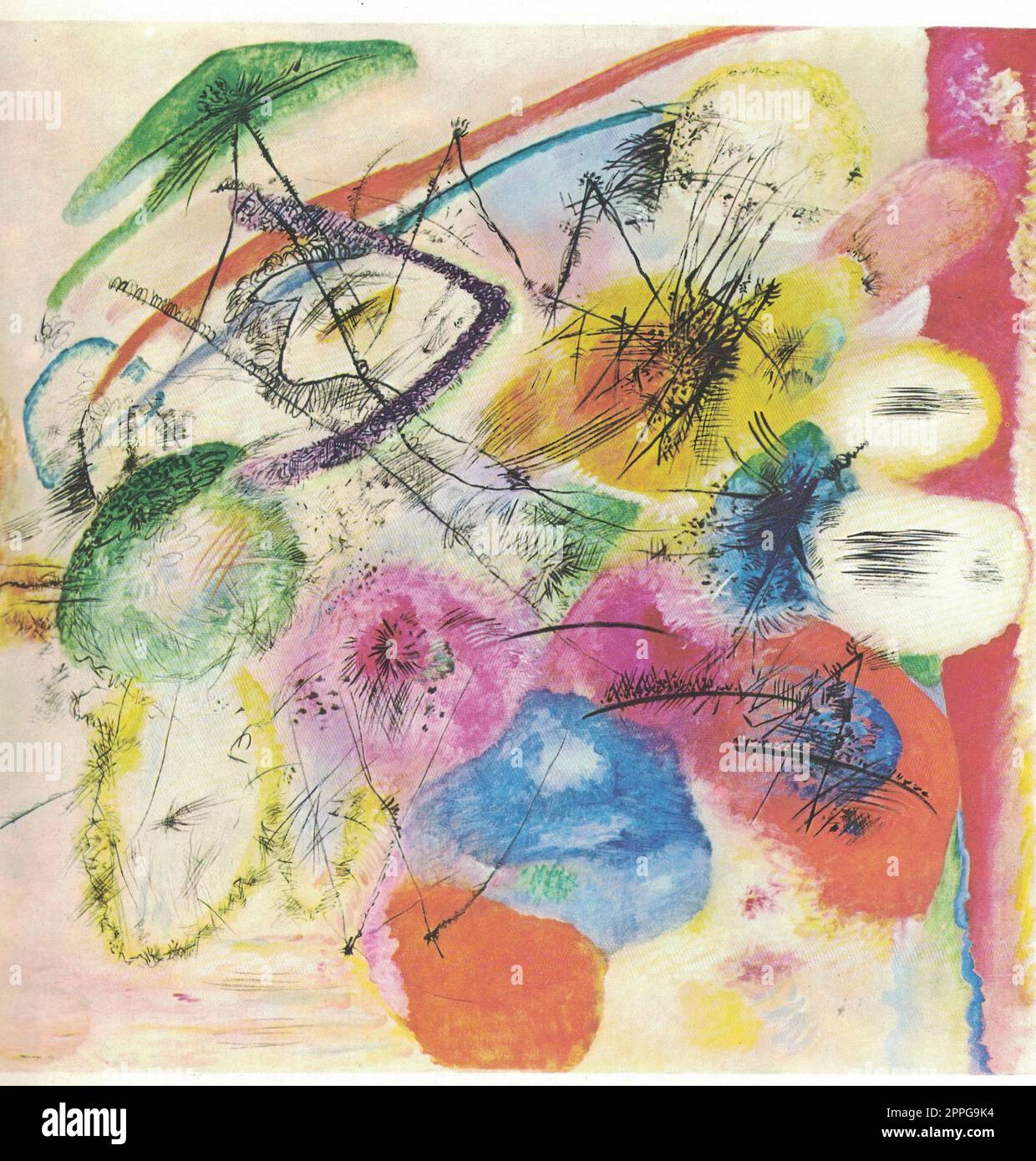 Linee nere, 1913, olio su tela. Dipinto di Wassily Kandinsky. Foto Stock