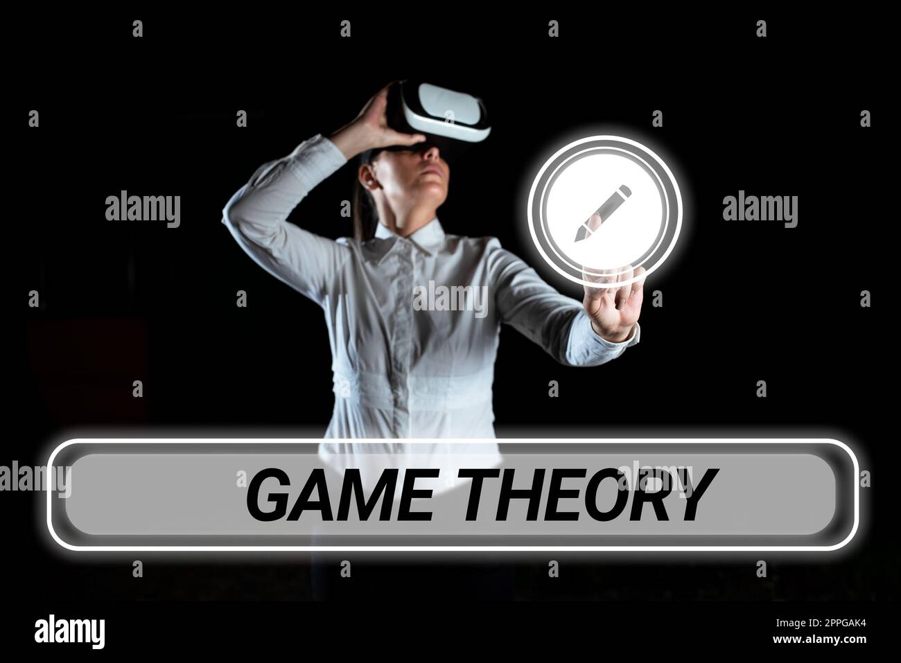 Scrittura visualizzazione testo Game Theory. Business idea ramo di matematica si occupa di analisi di strategie Foto Stock