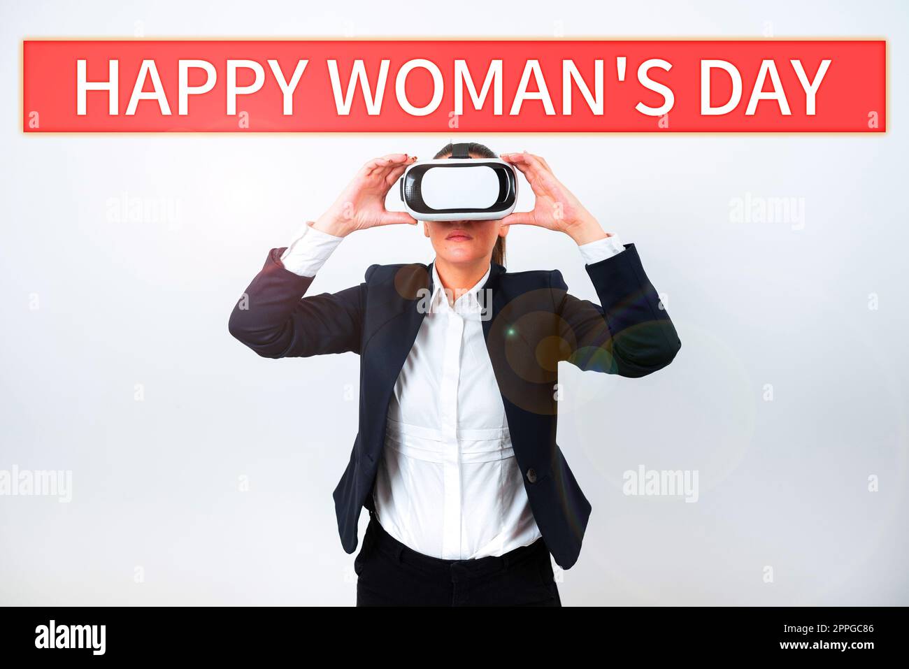 Segno che mostra il giorno della donna felice. Concetto di business per commemorare l'essenza di ogni donna in tutto il mondo Foto Stock