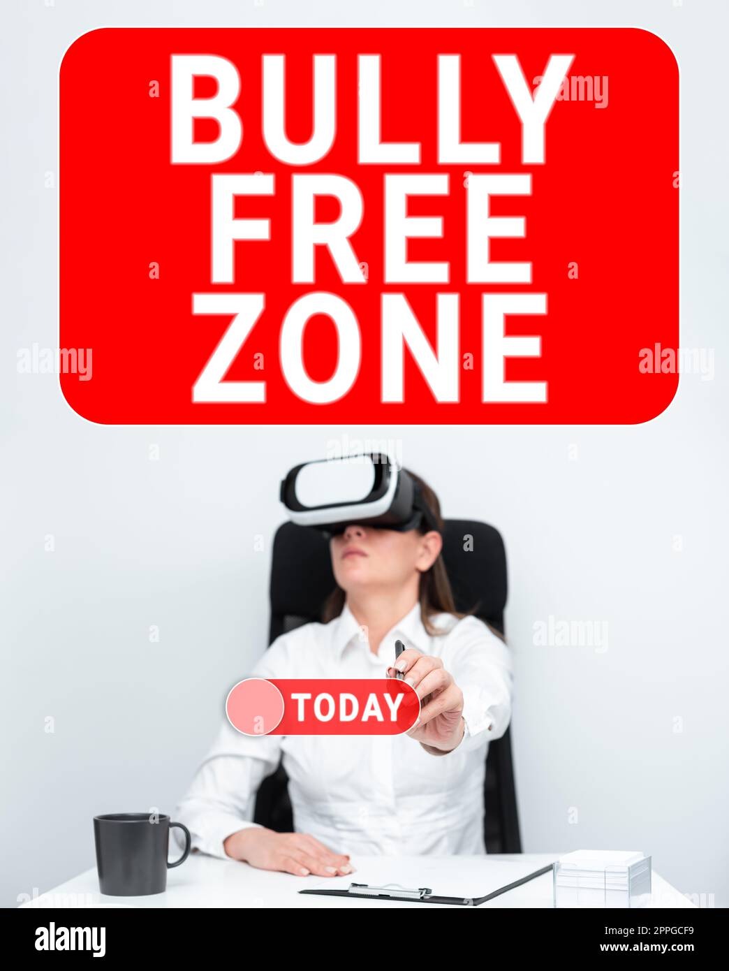 Didascalia di testo che presenta Bully Free zone. Concetto che significa essere rispettosi di altri bullismo non è consentito qui Foto Stock