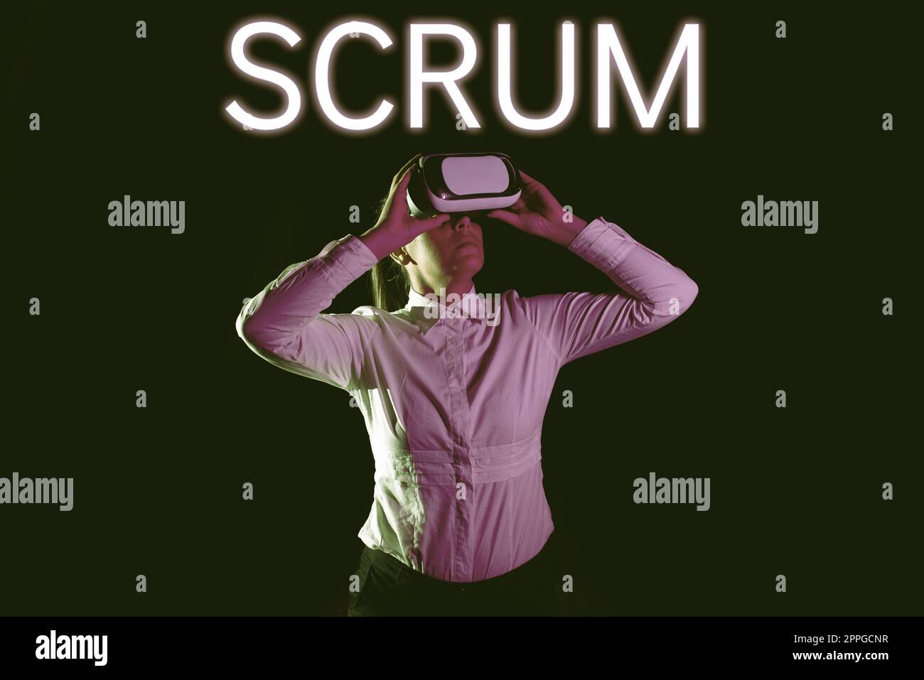 Testo che mostra lo scrum di ispirazione. Concetto che significa scrittura a mano come distinto dai caratteri scritti di stampa di gioco Foto Stock