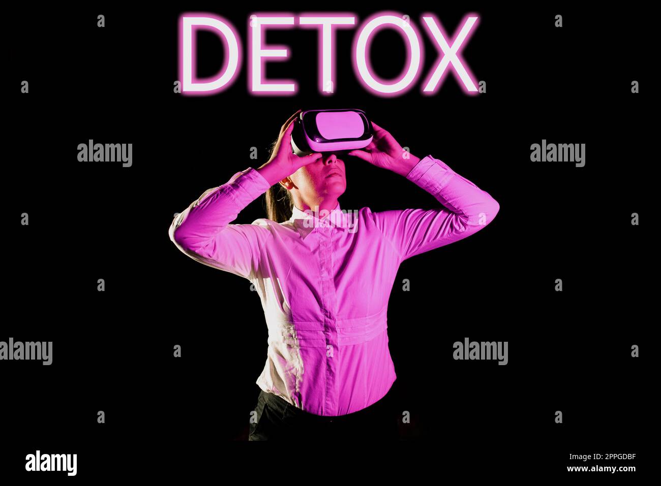 Visualizzazione concettuale Detox. Concetto significato momento per la dieta salute Nutrizione trattamento di dipendenza pulizia Foto Stock
