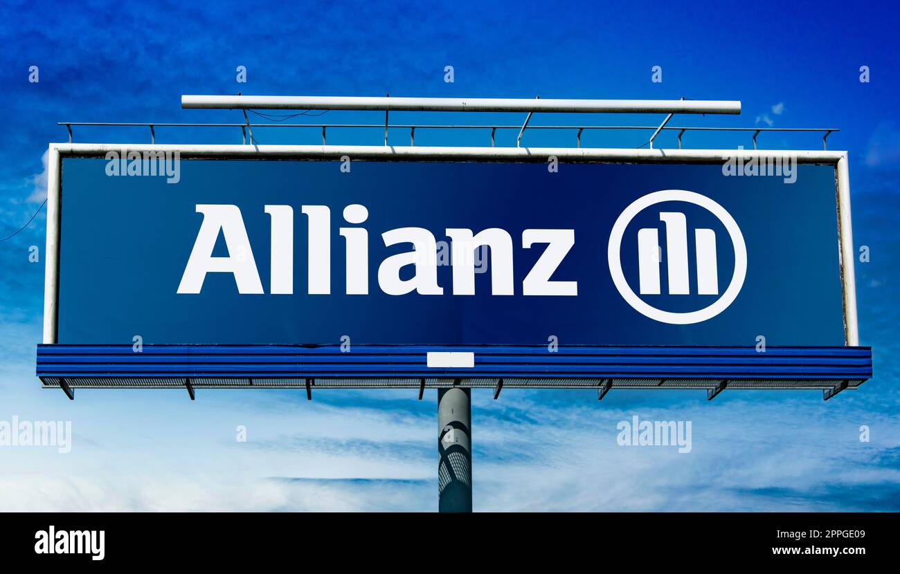 Cartellone pubblicitario con logo di Allianz Foto Stock