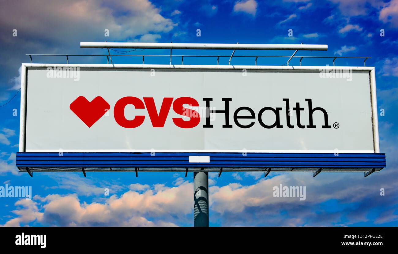 Cartellone pubblicitario che mostra il logo di CVS Health Corp Foto Stock