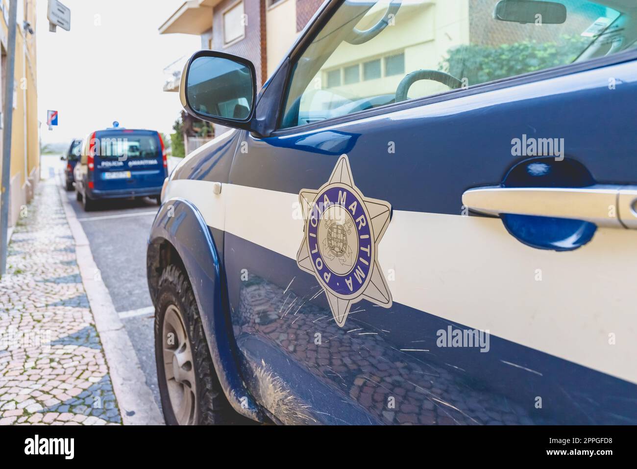 Auto della polizia marittima a Figueira da Foz, Portogallo Foto Stock