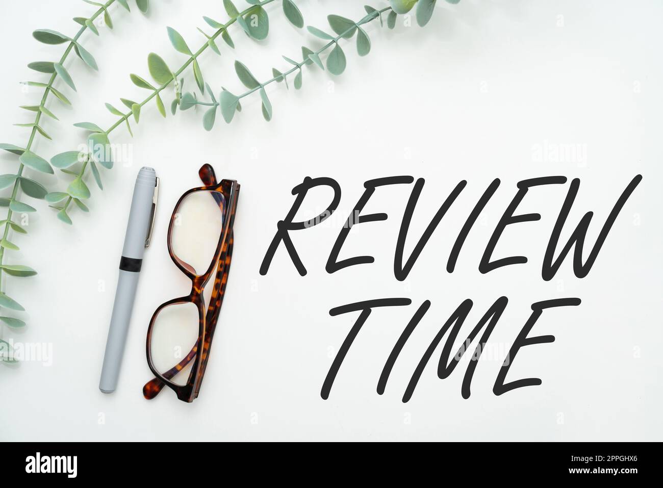 Tempo di revisione visualizzazione concettuale. Word scritto sulla situazione o sul sistema il suo esame formale mostrando autorità Flashy School Office Supplies, Teaching Learning Collections, Writing Tools Foto Stock