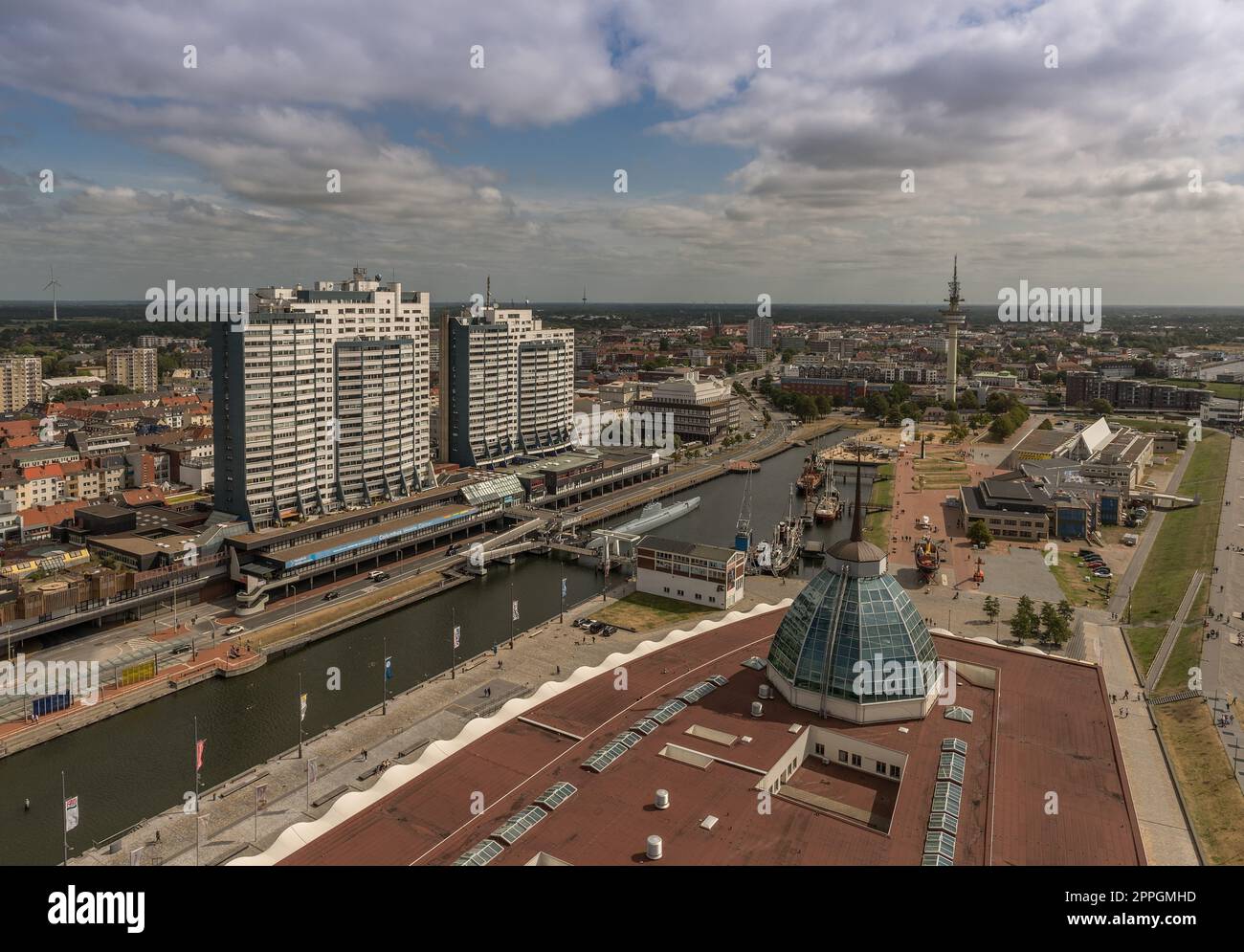 Vista del quartiere marittimo di Bremerhaven, Germania Foto Stock