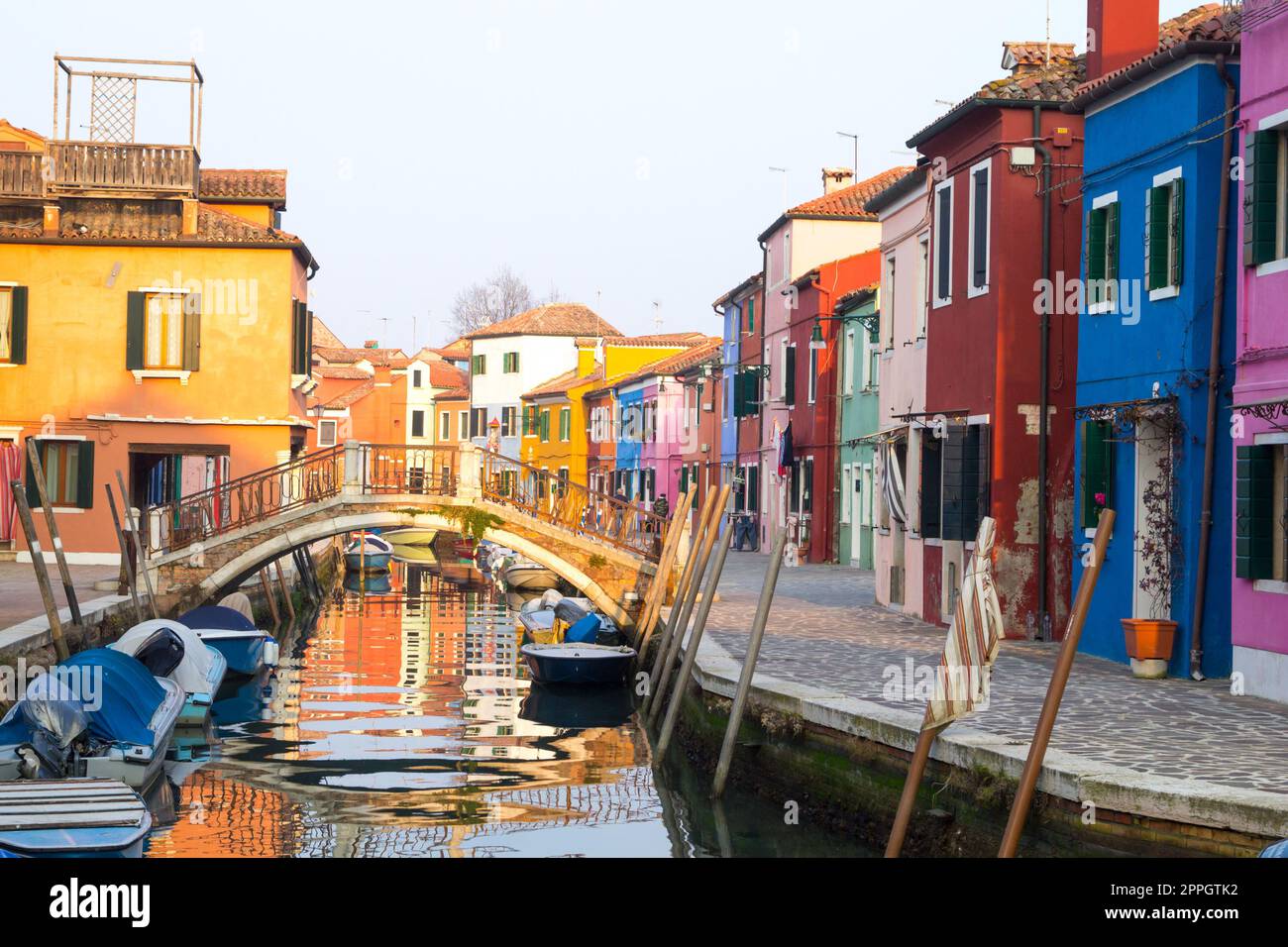 Case colorate dall'isola di Burano, Venezia Foto Stock