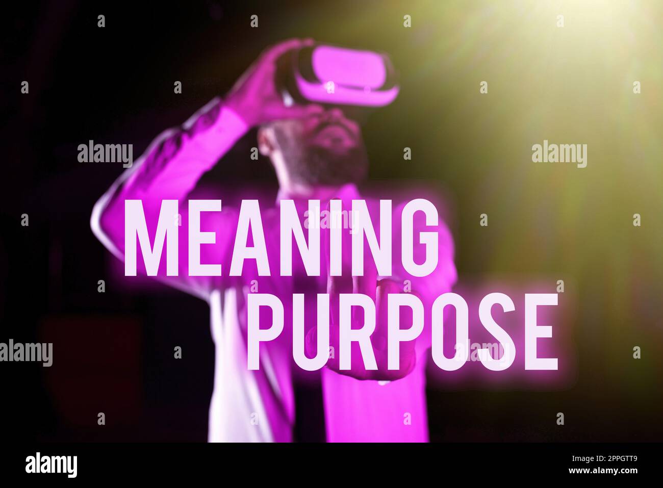 Segno di scrittura a mano che significa PurposeIl motivo per cui qualcosa viene fatto o creato ed esiste. L'azienda mostra il motivo per cui qualcosa viene fatto o creato ed esiste Foto Stock