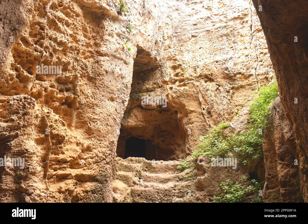 Catacombe di Agia Solomoni, Paphos, Repubblica di Cipro Foto Stock