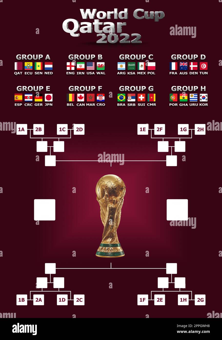 Programma illustrativo 3d della Coppa del mondo Qatar 2022 Foto Stock