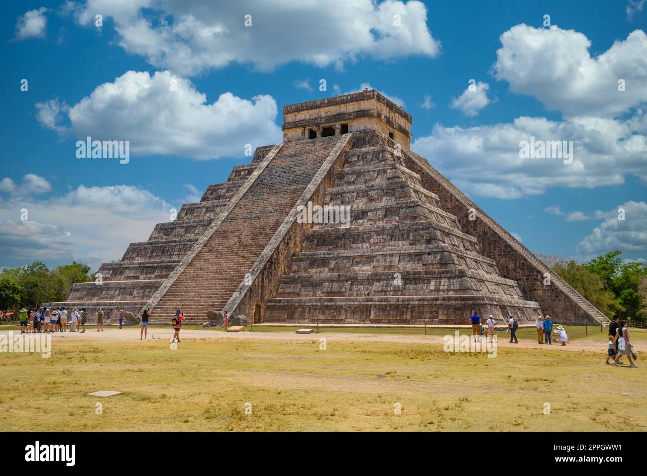 Piramide del Tempio di Kukulcan El Castillo, Chichen Itza, Yucatan, Messico, civiltà Maya Foto Stock