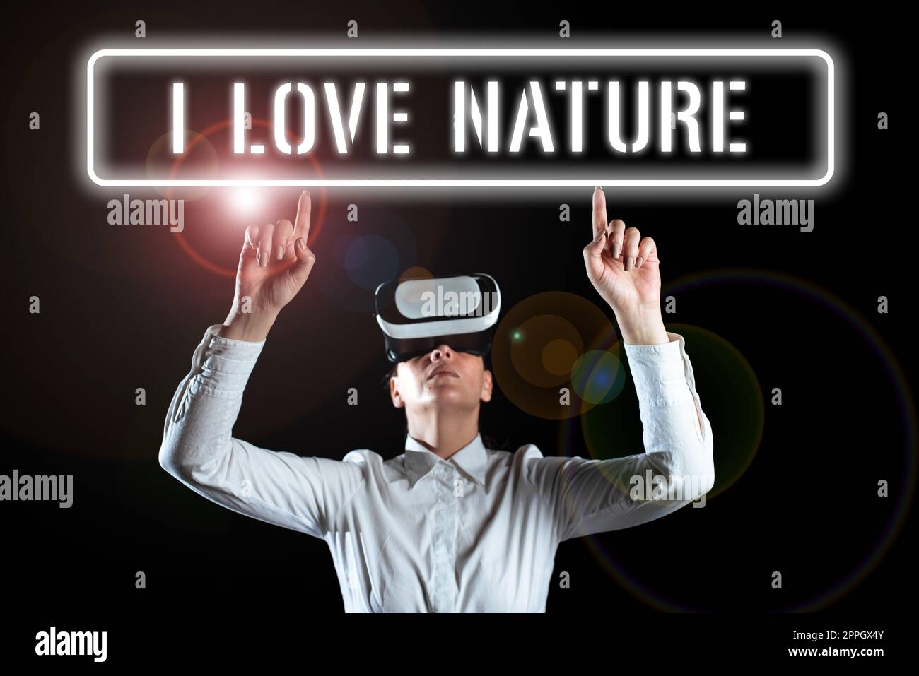 Ispirazione mostrando segno i Love Nature. Idea aziendale Godetevi l'ambiente naturale ecosistema di protezione dalla conservazione Foto Stock