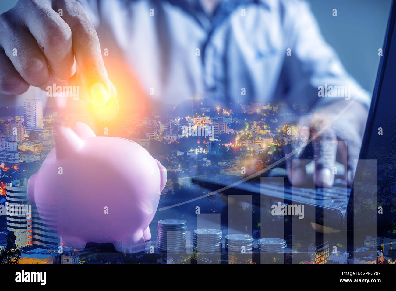 Online Banking e Internet Banking concetto di risparmio Foto Stock