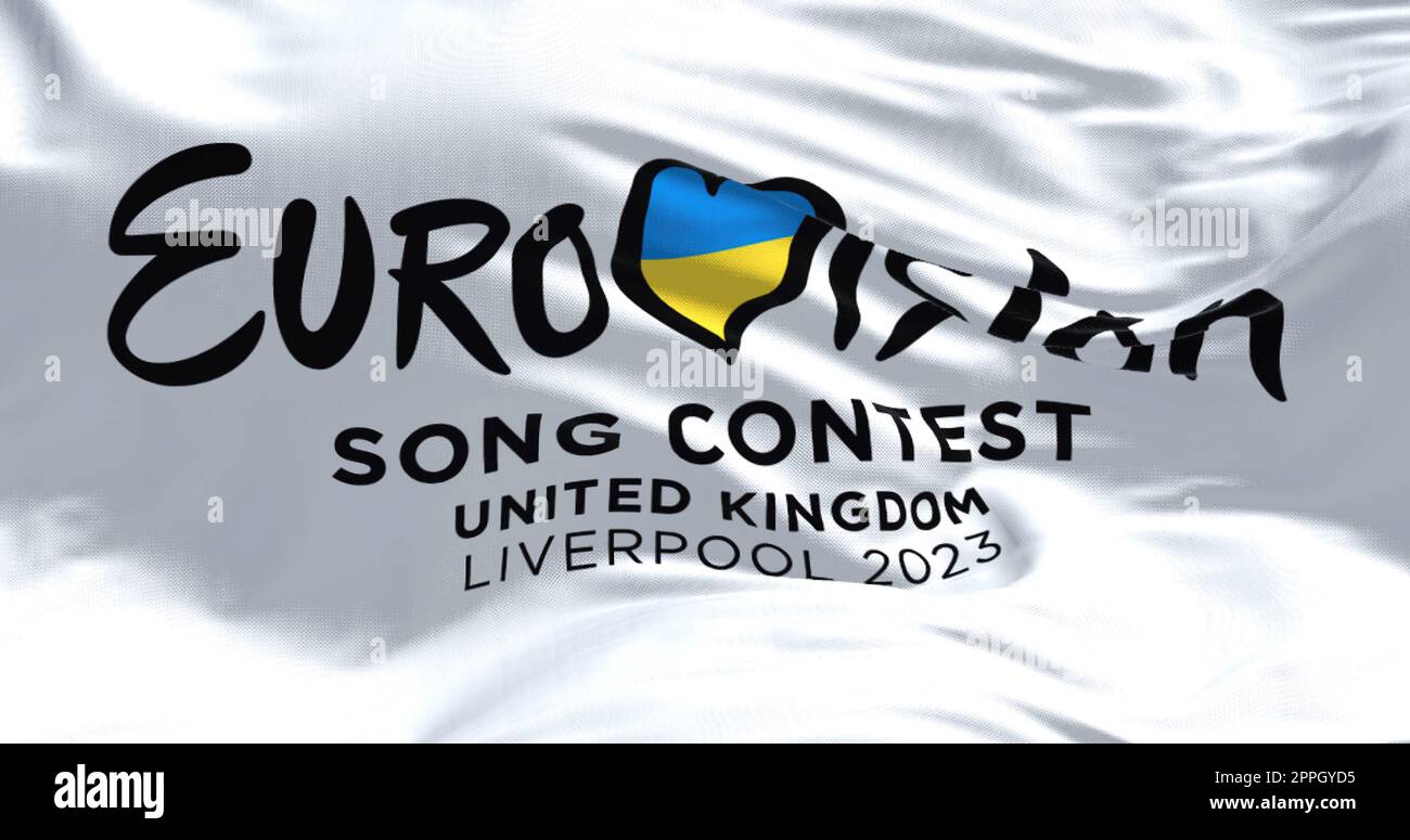 The Flag of the Eurovision Song Contest 2023 Flying Foto Stock