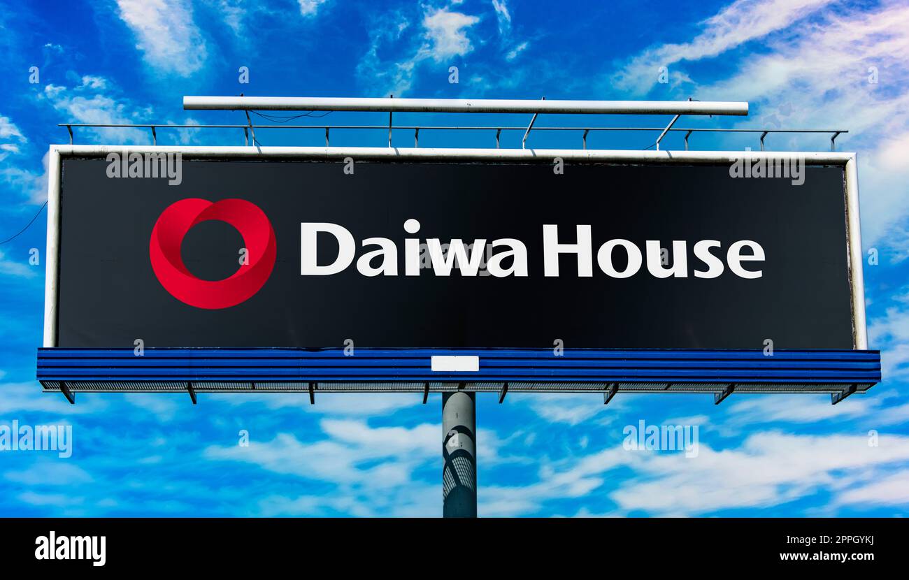 Cartellone pubblicitario con logo di Daiwa House Foto Stock