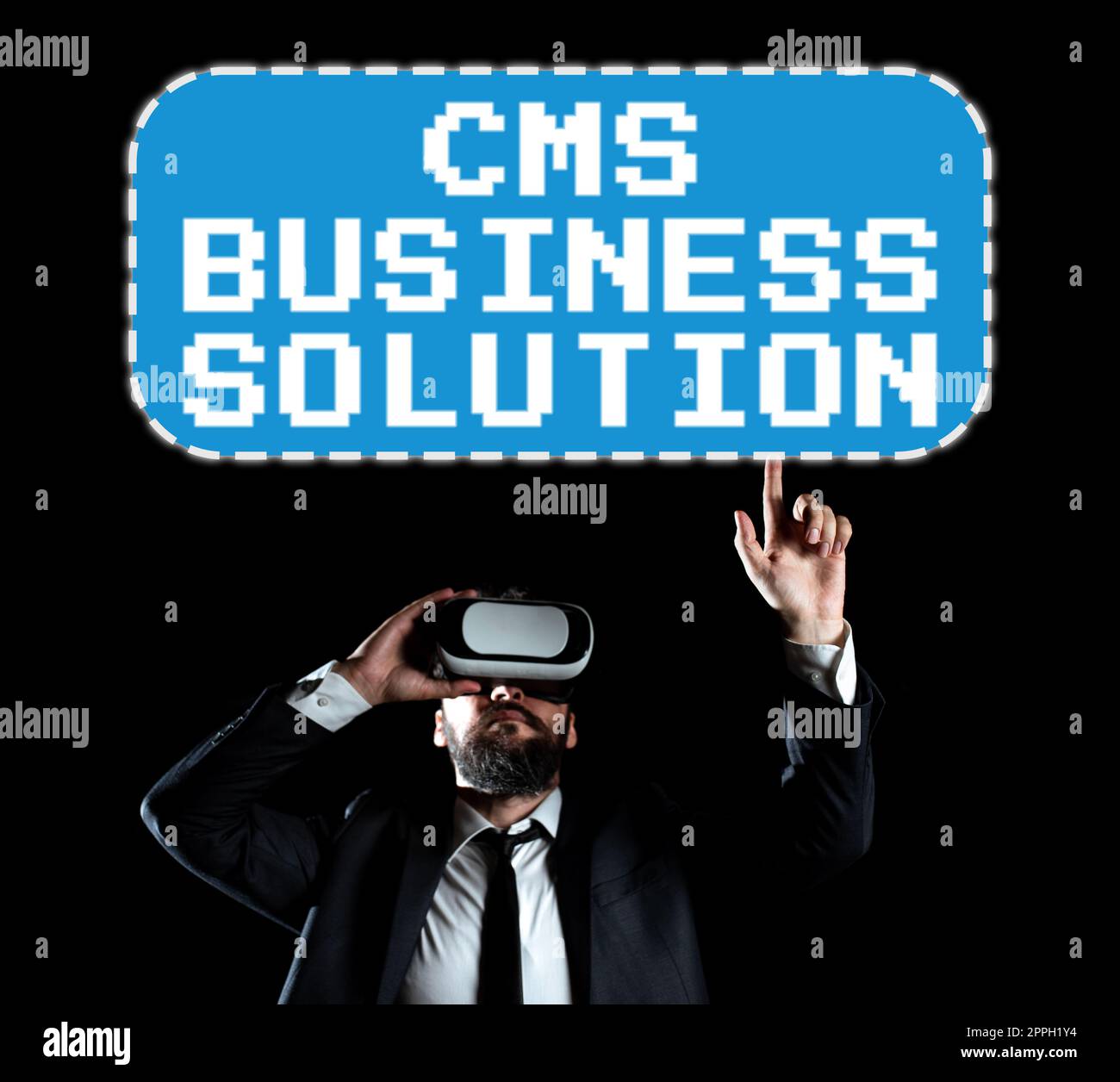 Soluzione aziendale CMS con display concettuale. Applicazione software Business idea per creare e gestire siti Web Foto Stock