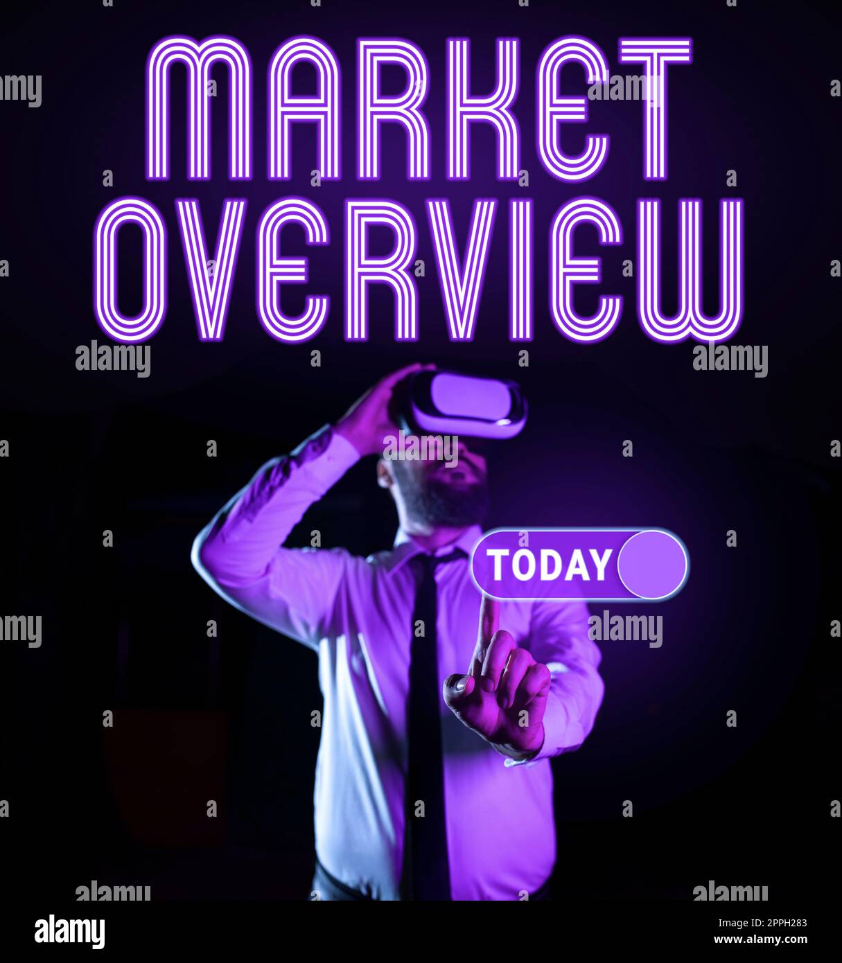 Testo che mostra la panoramica del mercato dell'ispirazione. Breve sintesi concettuale di un mercato commerciale o industriale Foto Stock