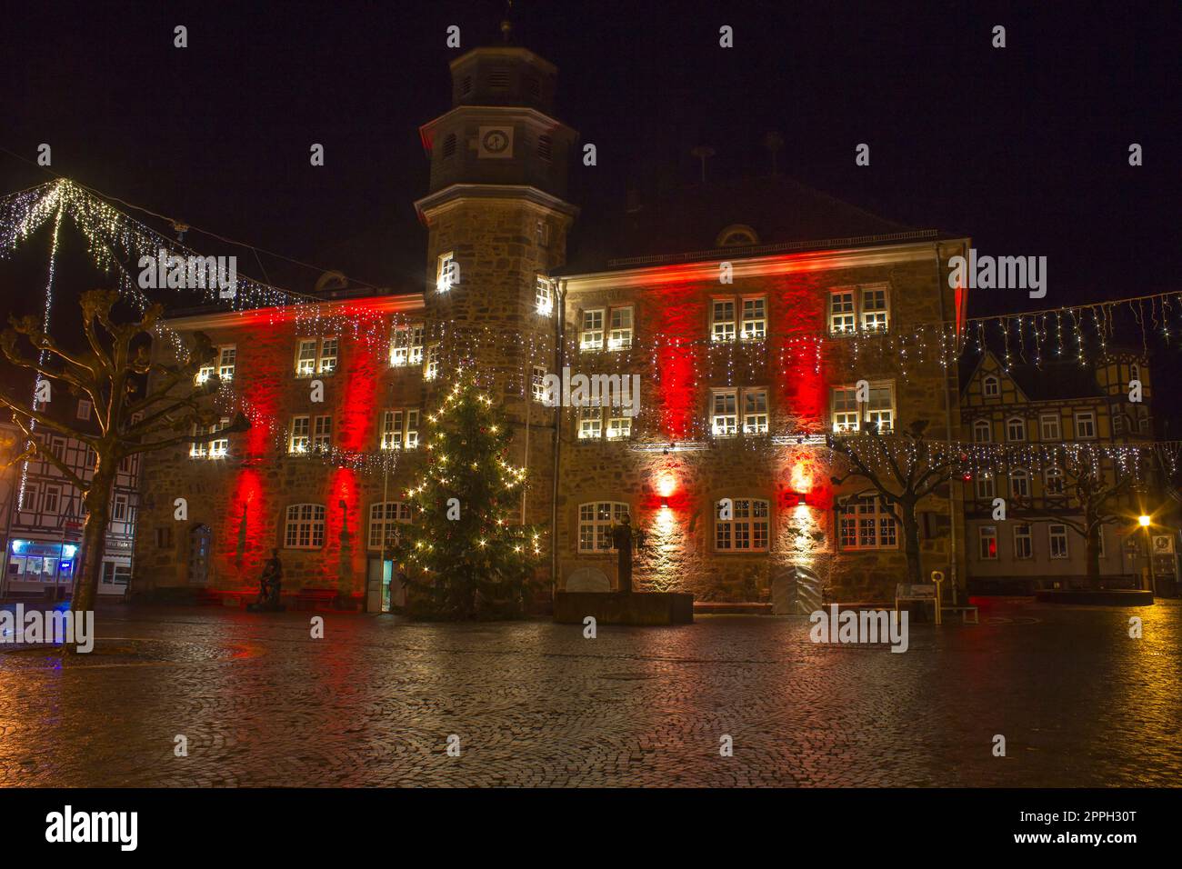 La città di Bad Sooden-Allendorf nella valle di Werra in Germania Foto Stock