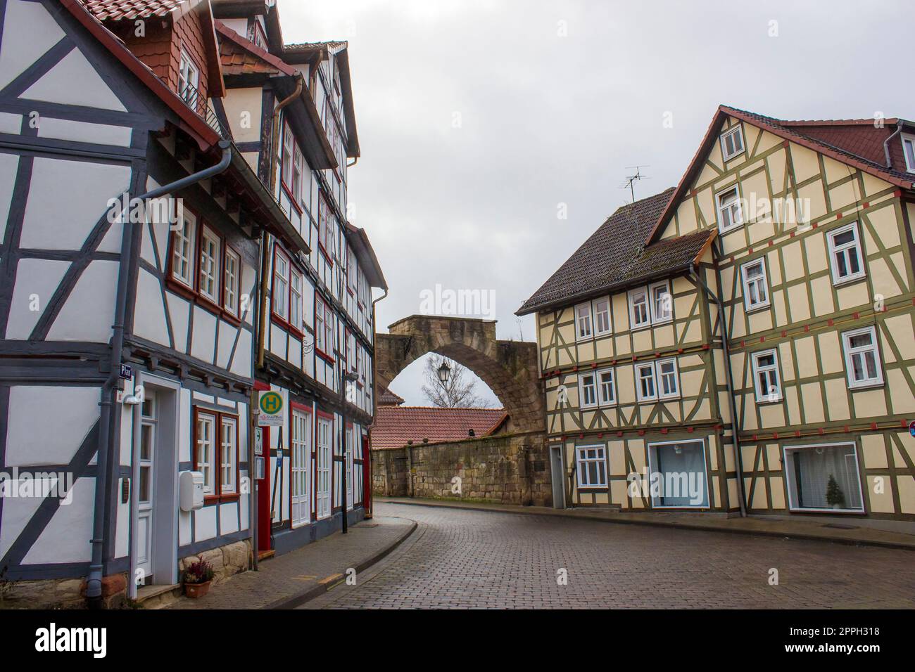 La città di Bad Sooden-Allendorf nella valle di Werra in Germania Foto Stock