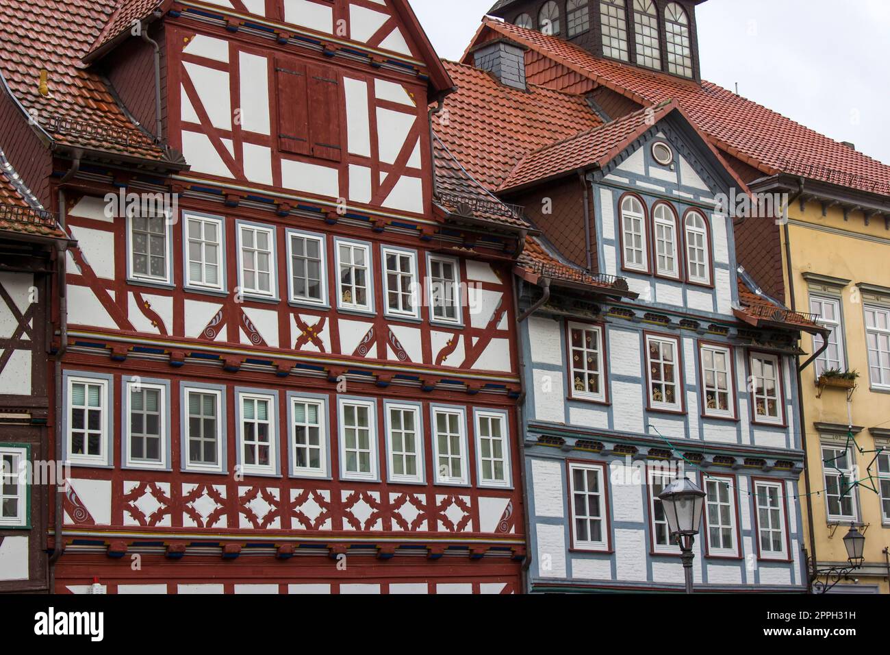 Case pittoresche a Bad Sooden-Allendorf, nella valle di Werra, in Germania Foto Stock