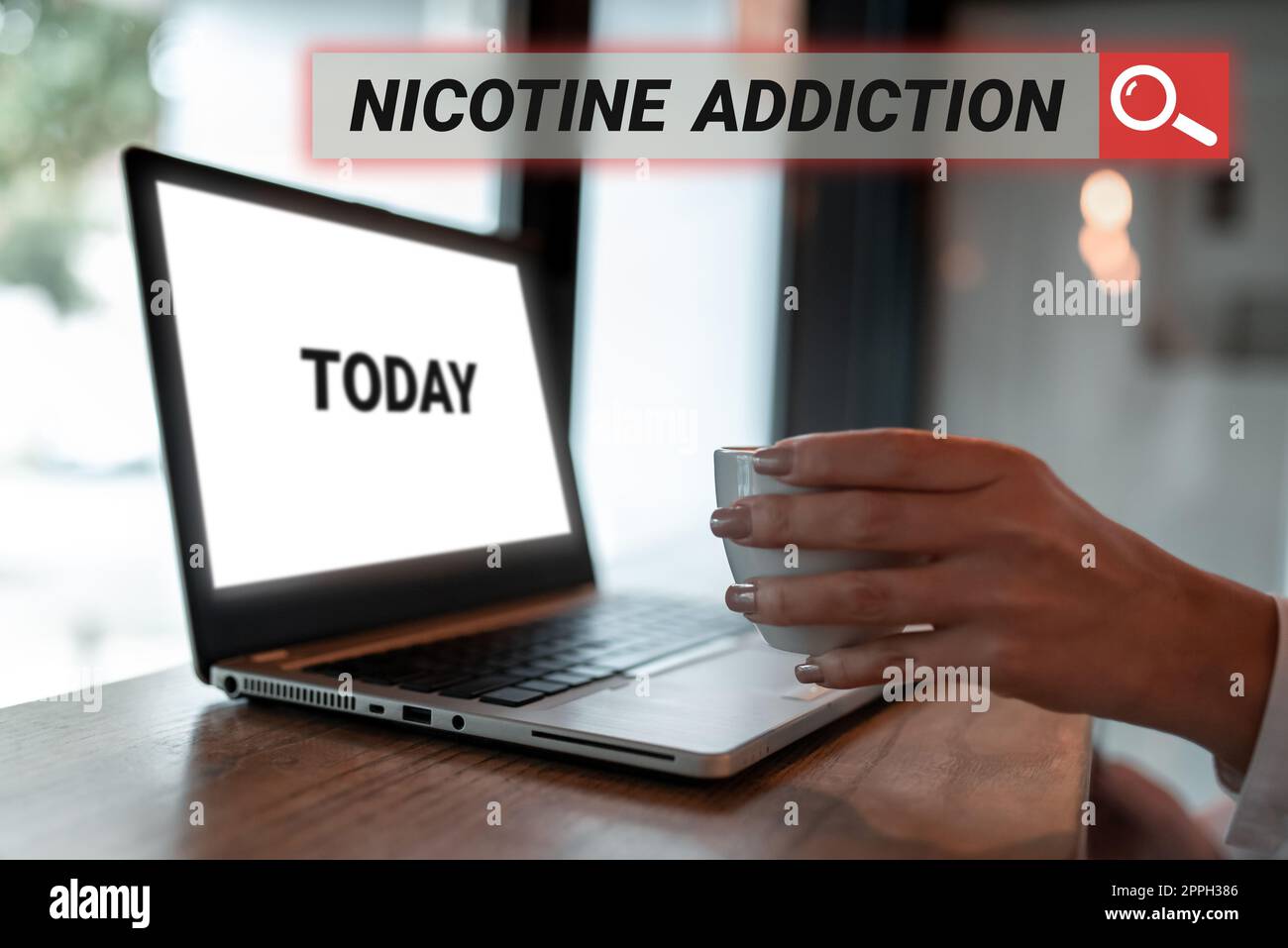 Visualizzazione concettuale nicotina Addiction. Condizione di idea di affari di essere dipendente al fumo o al consumo di tabacco Foto Stock