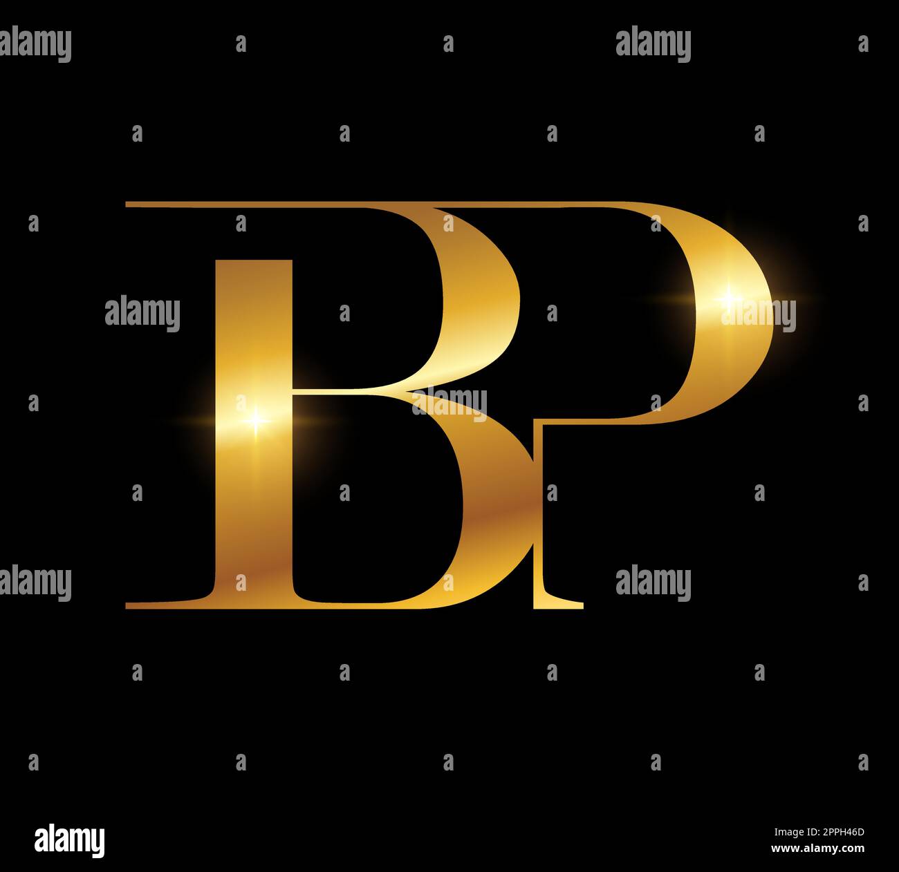 Lettere iniziali del logo del monogramma dorato BP Illustrazione Vettoriale
