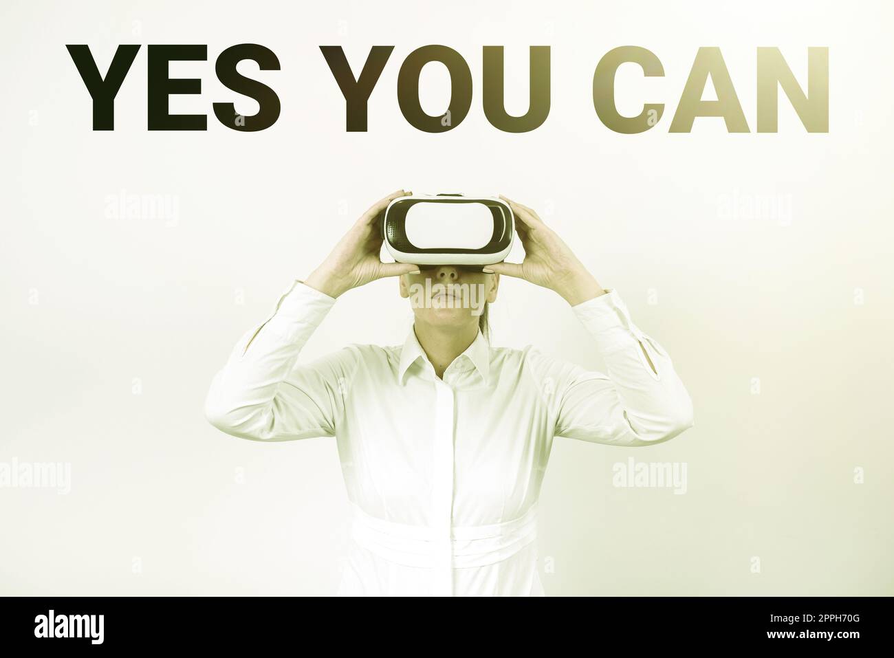 Visualizzazione concettuale Sì Can. Parola scritta su positività incoraggiamento persuadere dare fiducia sostenere Foto Stock