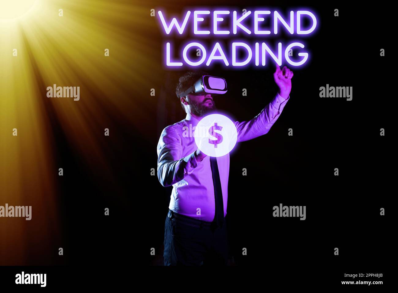 Didascalia concettuale fare clic su Condividi. Parola per iniziare Venerdì festa relax Happy Time riposo Vacanze Foto Stock