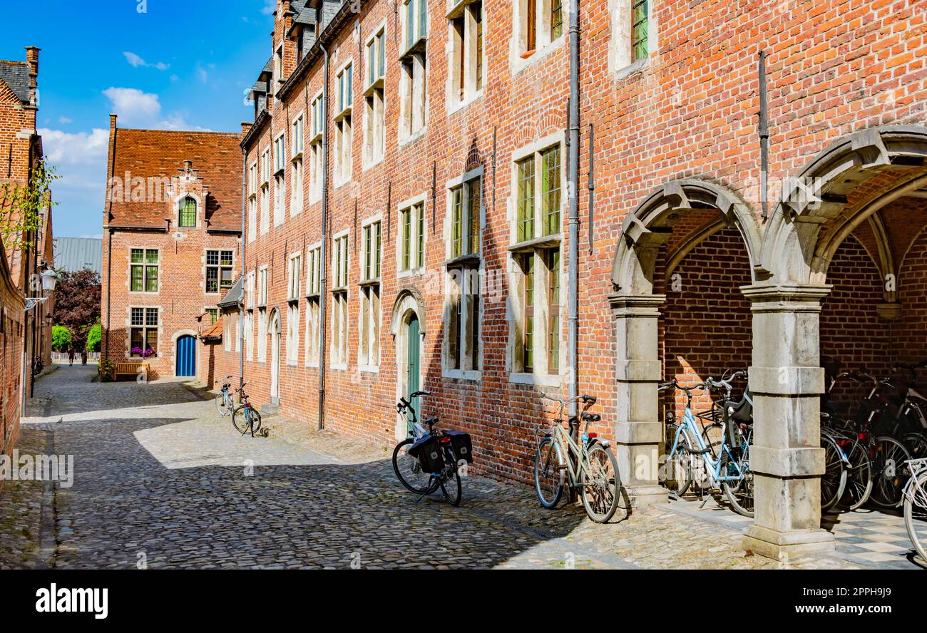 Architettura storica del grande beghinaggio di Lovanio, Belgio Foto Stock