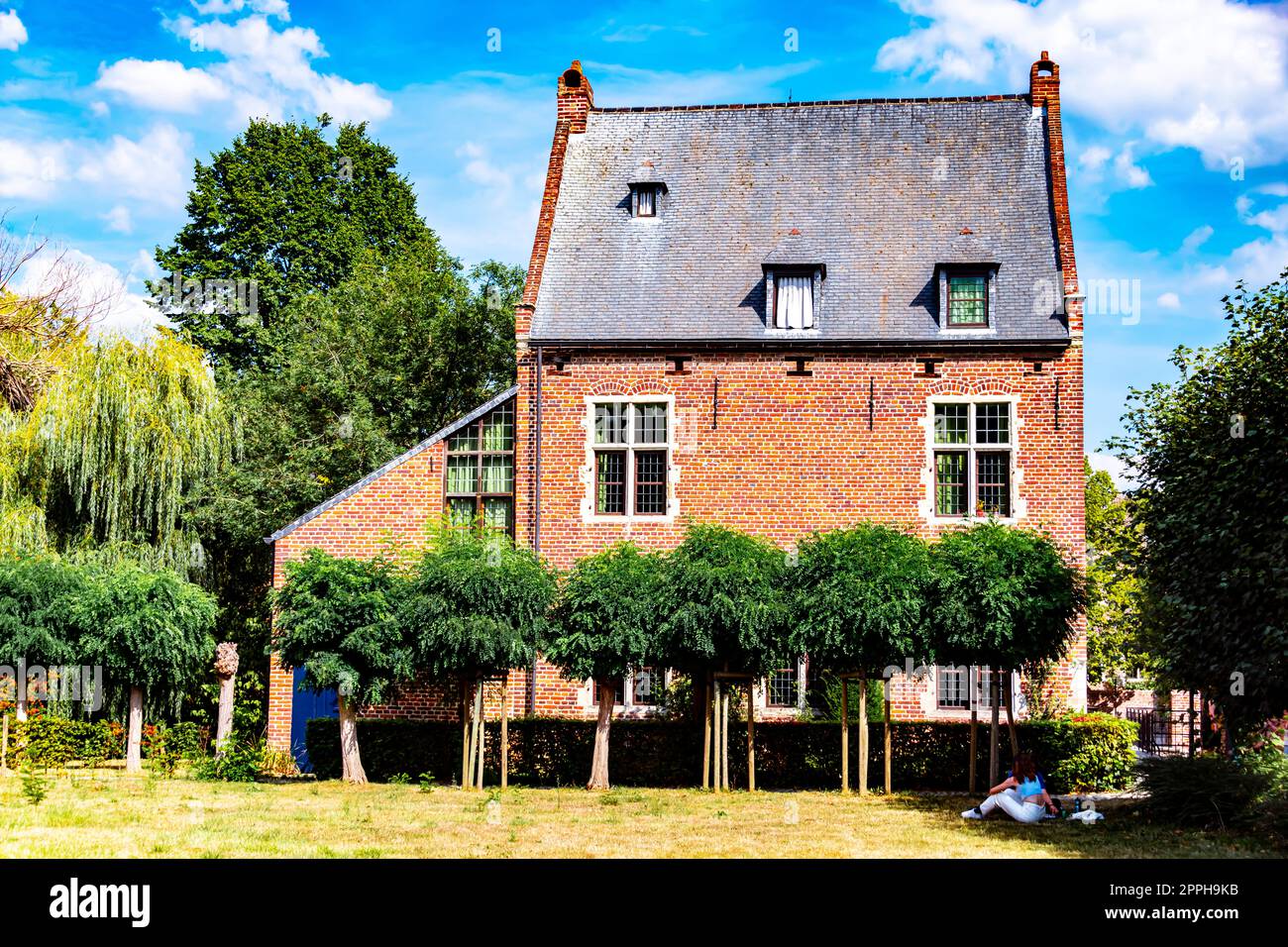 Architettura storica del grande beghinaggio di Lovanio, Belgio Foto Stock