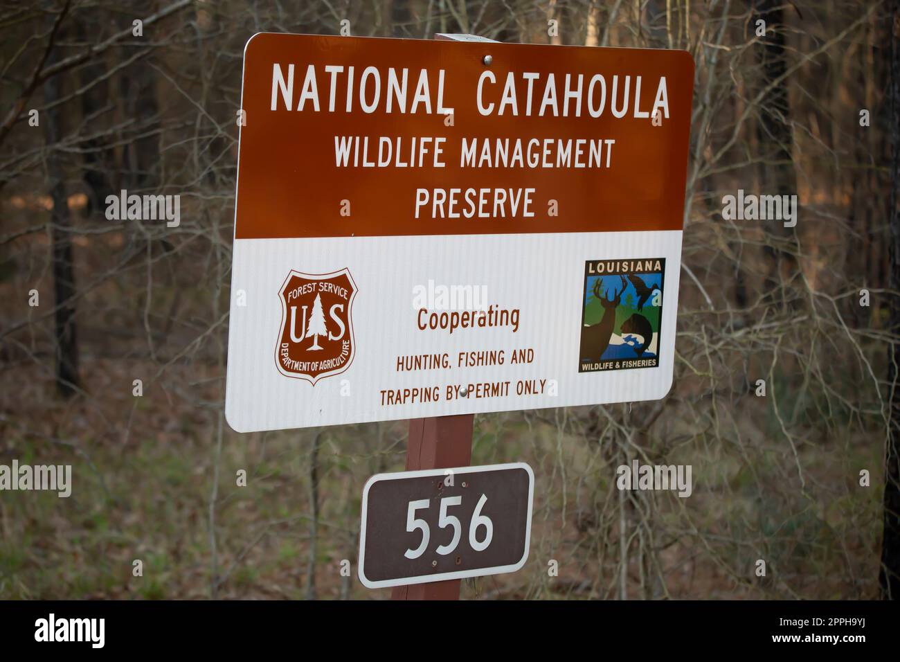 Insegna della riserva naturale Catahoula National Wildlife Management Preserve Foto Stock