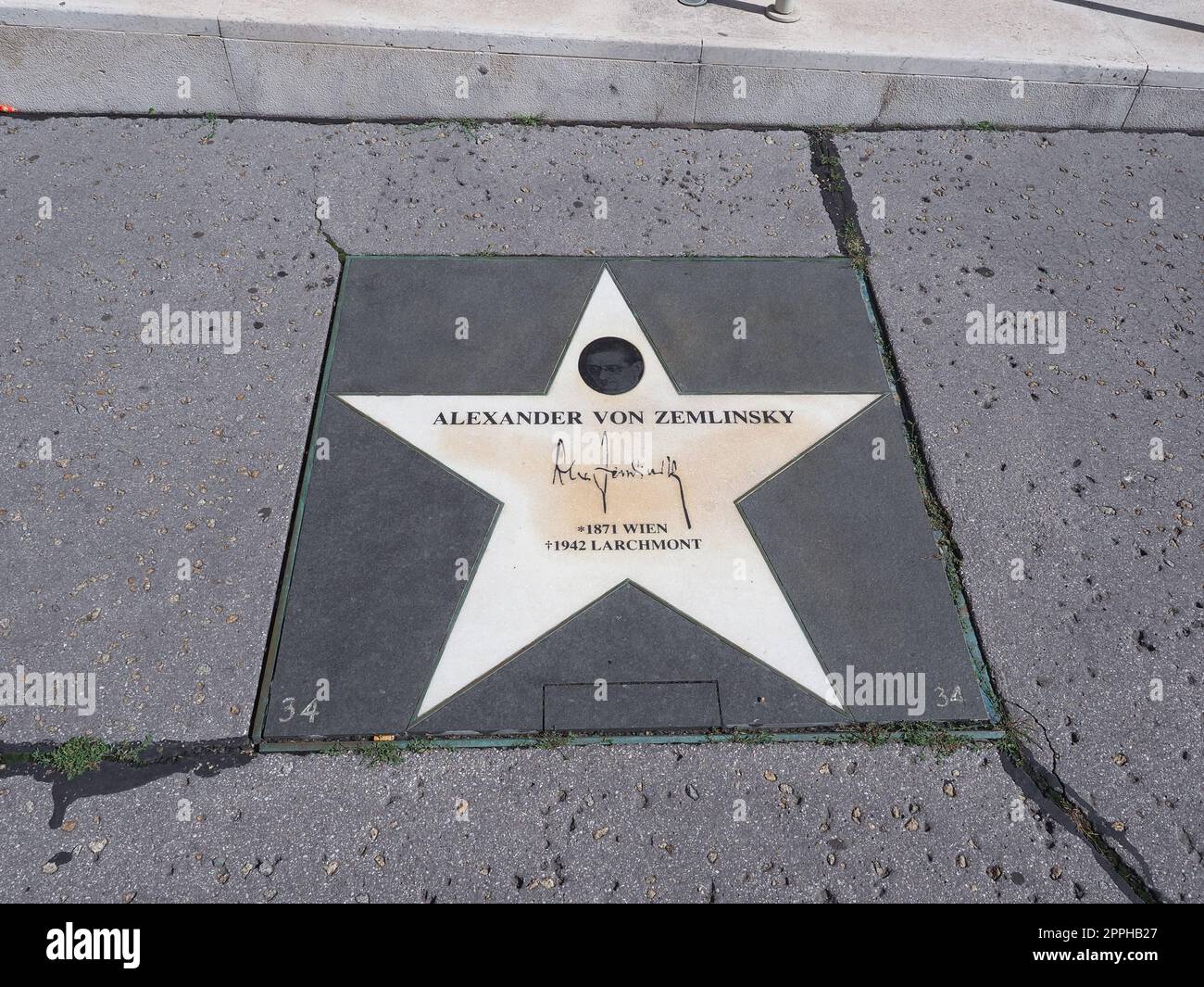 Walk of fame star del musicista Alexander von Zemlinsky a Vienna Foto Stock