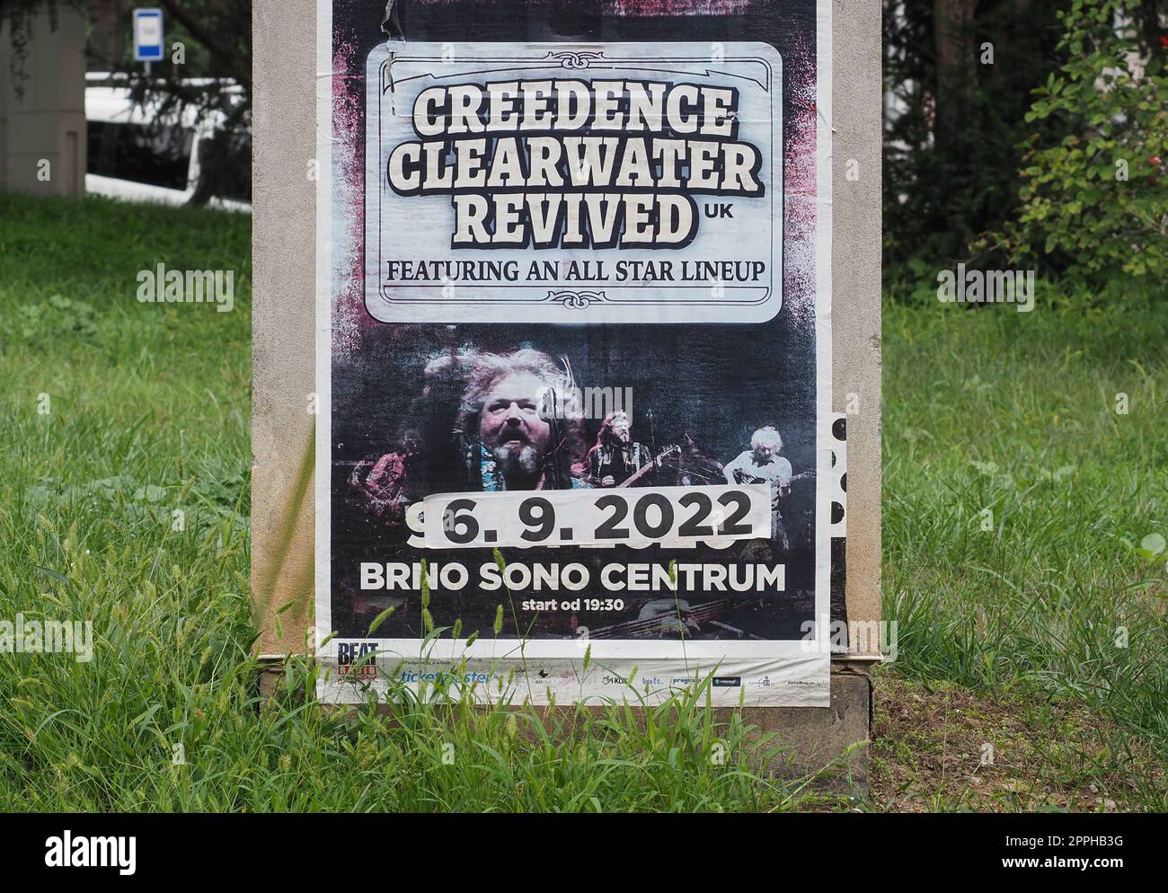 I Creedence Clearwater hanno ripreso il poster dei concerti a Brno Foto Stock