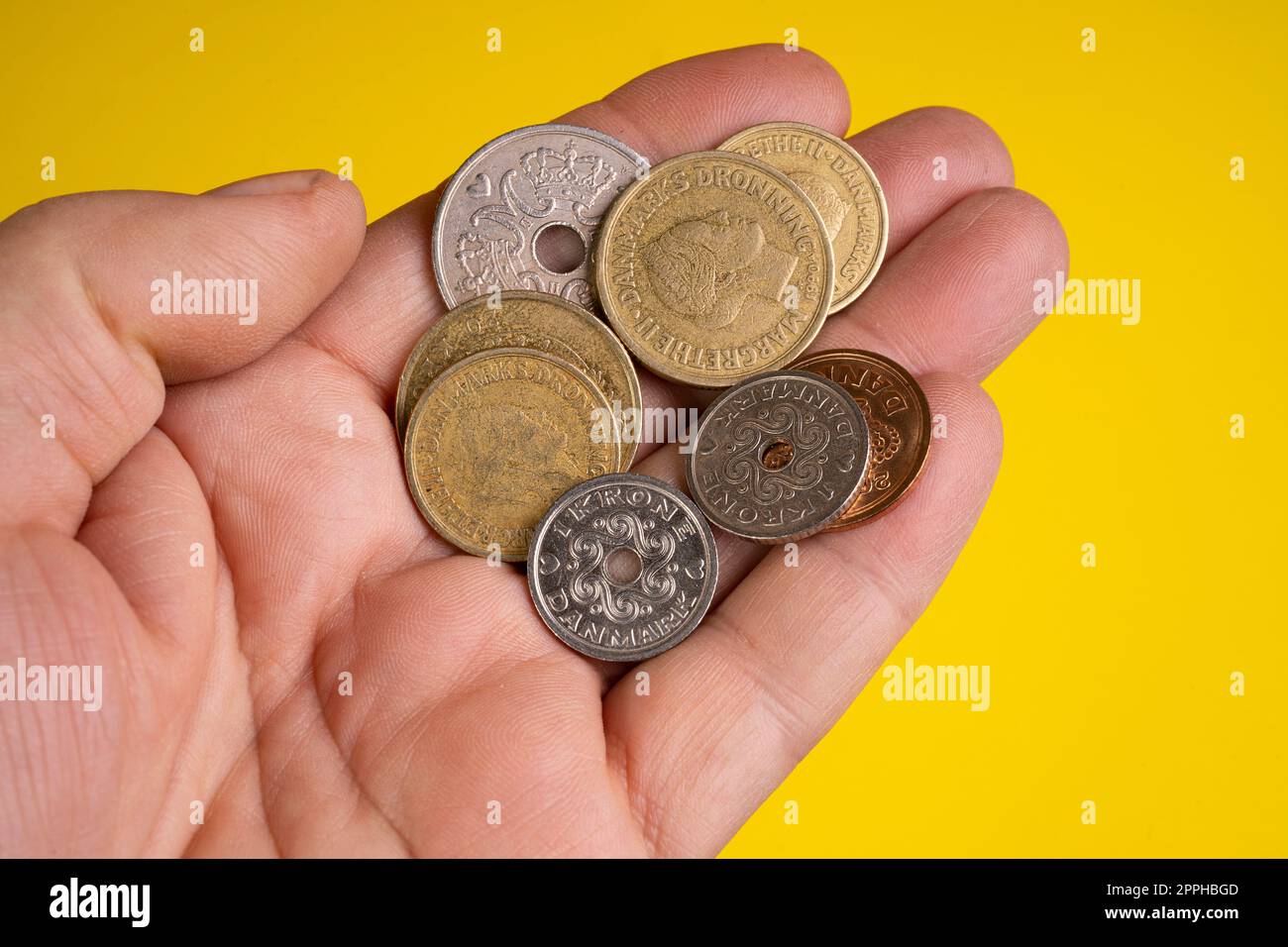 Monete in corona danese Foto Stock