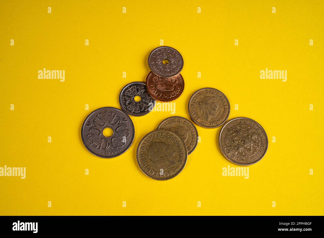 Monete in corona danese Foto Stock