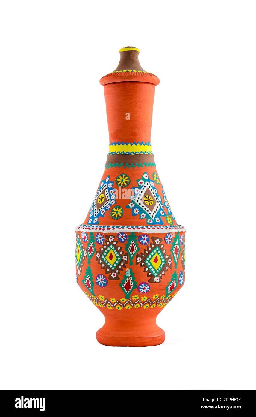 Un vaso di ceramica egiziana fatto di argilla, una delle più antiche abitudini degli antichi Egiziani Foto Stock