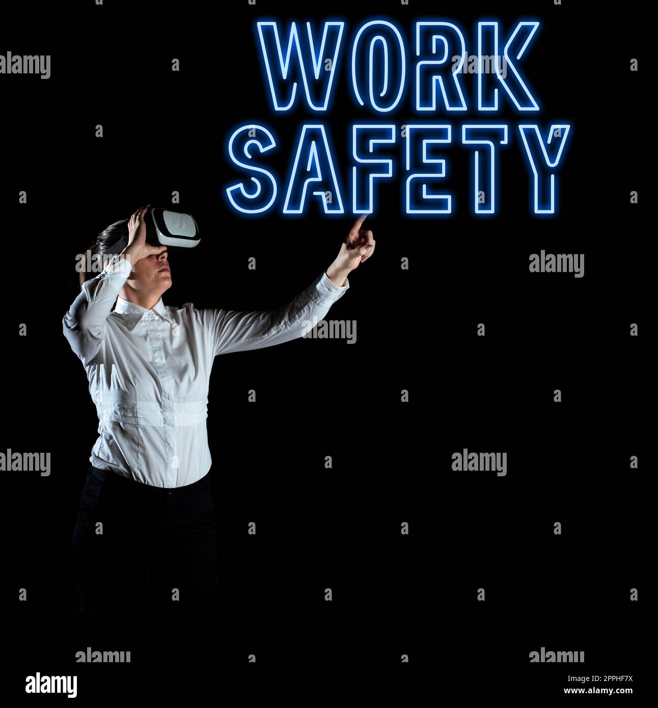 Testo che mostra Inspiration Work Safety. Approccio aziendale misure preventive applicate dalle imprese per proteggere la salute dei lavoratori Foto Stock