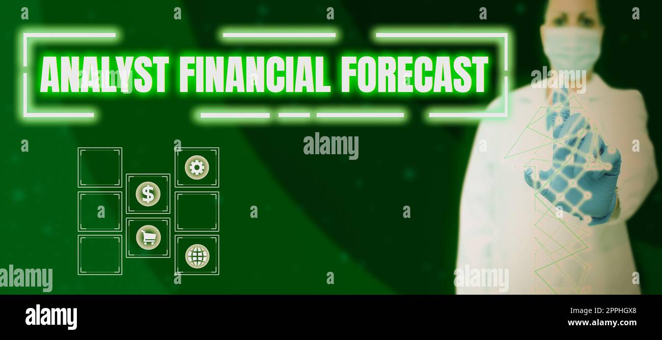 Ispirazione che mostra il segno Analyst Financial forecast (previsione finanziaria analista). La foto concettuale stima i risultati finanziari futuri di un'azienda Foto Stock
