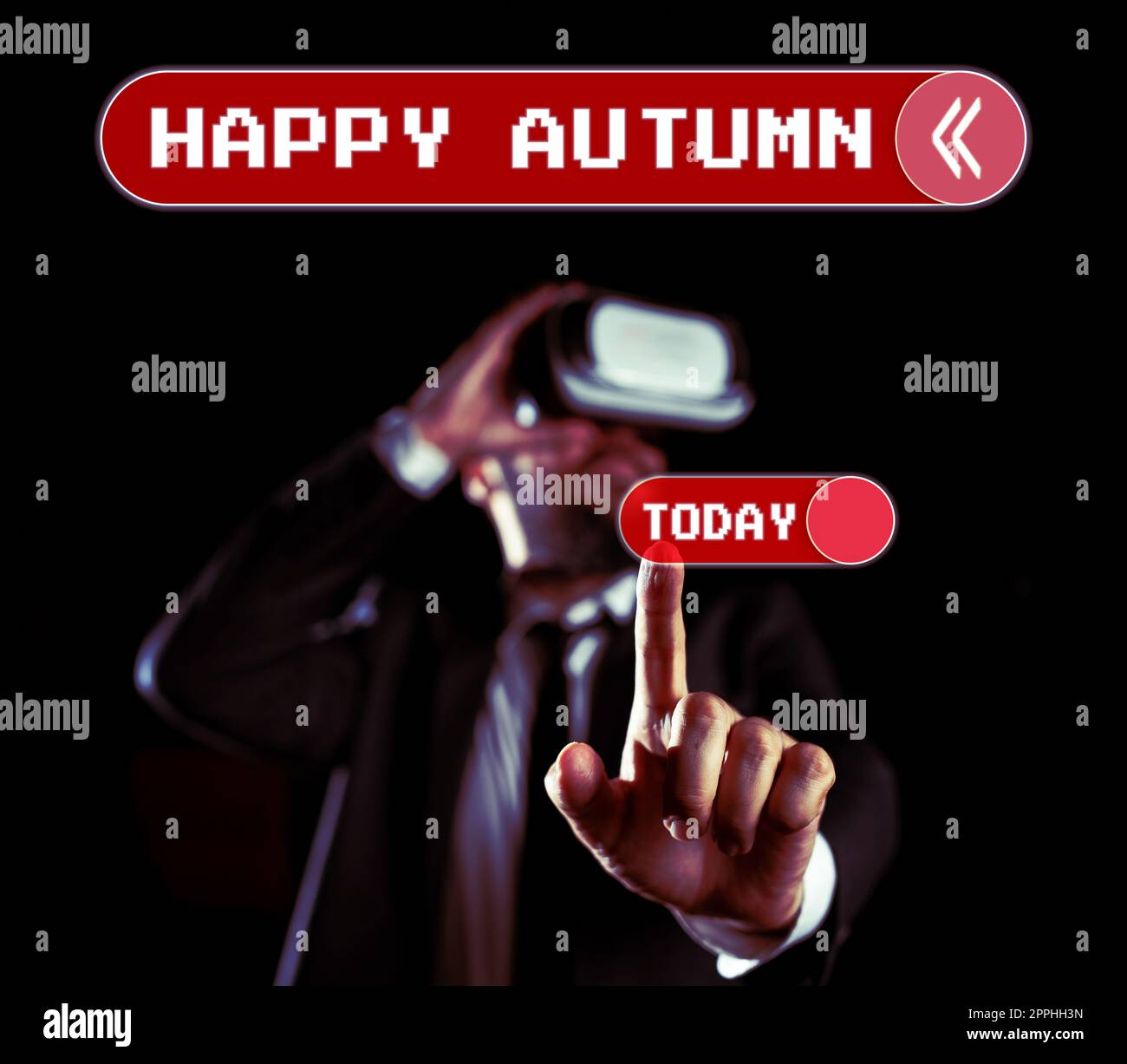 Cartello con la scritta Happy Autumn. Vetrina aziendale Commemorazione annuale delle attività cardine speciali Foto Stock