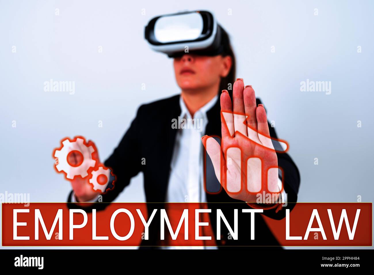 Cartello che mostra la legge sul lavoro. La fotografia concettuale si occupa dei diritti legali e dei doveri dei datori di lavoro e dei dipendenti Foto Stock