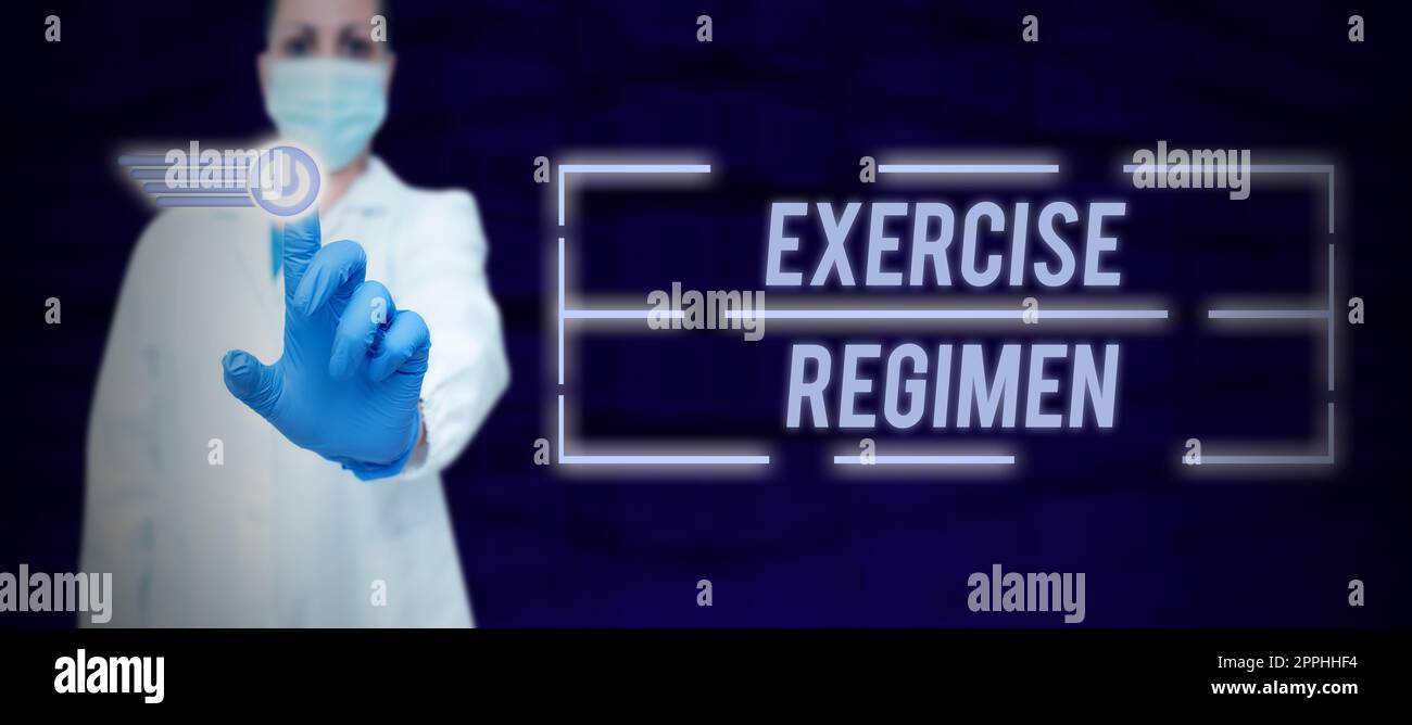 Ispirazione che mostra il regime di esercitazione del segno. Parola per muovere il corpo energeticamente per ottenere la forma e la salute Foto Stock