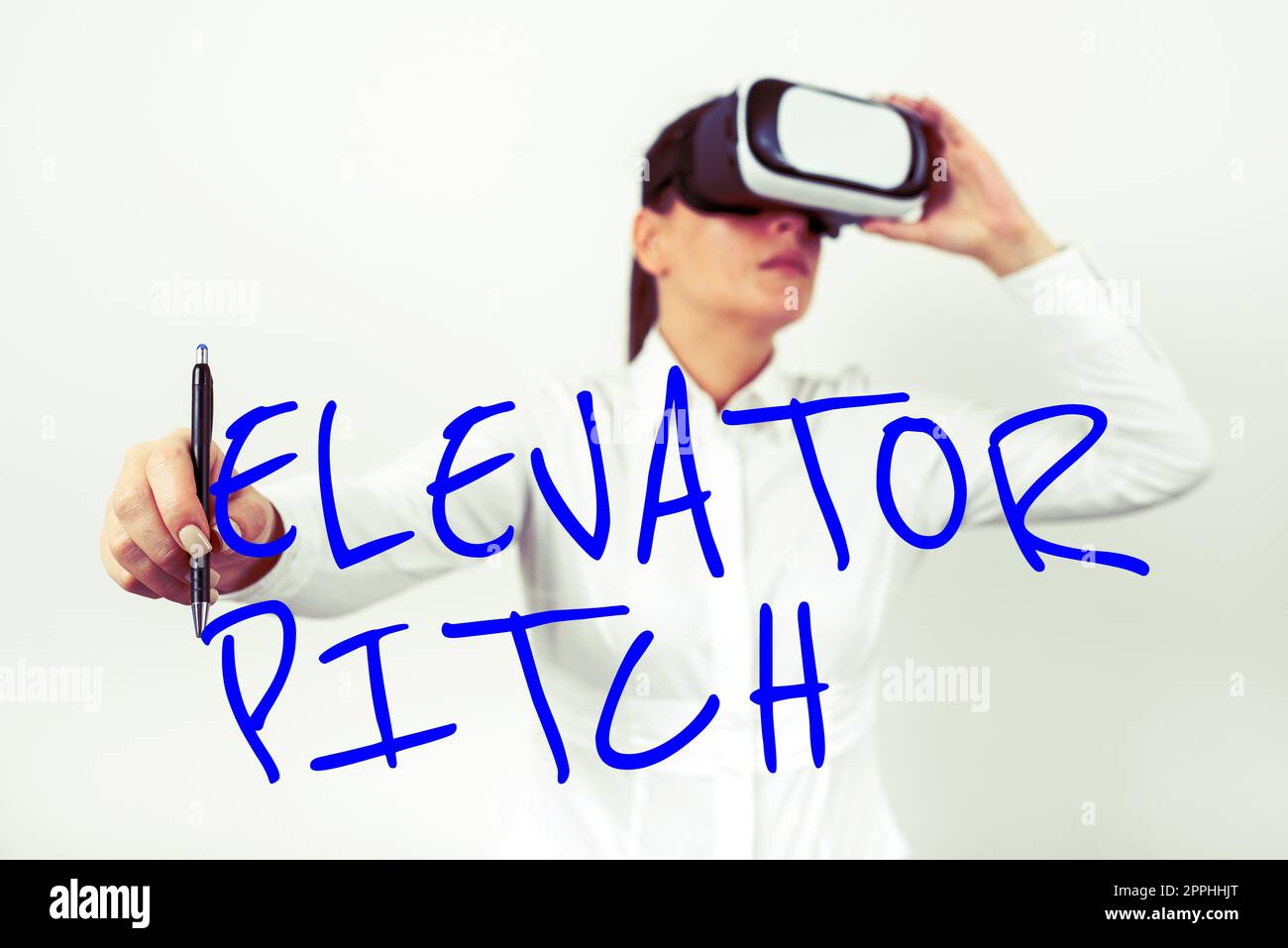 Testo che mostra il passo dell'elevatore di ispirazione. Approccio aziendale Un'offerta di vendita convincente breve discorso sul prodotto Foto Stock
