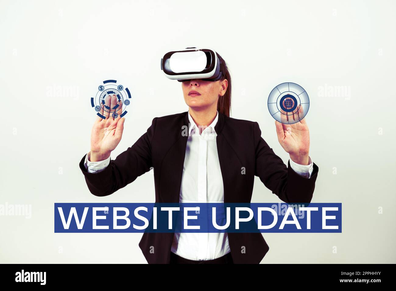 Aggiornamento del sito Web per la scrittura a mano del testo. Parola per mantenere il Web page ed il soddisfare aggiornati e trendy Foto Stock