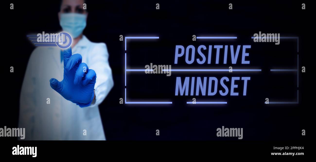 Segno di testo che mostra una mentalità positiva. Concetto del Internet atteggiamento mentale ed impressionabile che mette a fuoco sul lato luminoso Foto Stock